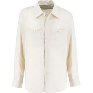 Brunello Cucinelli, Heren, Overhemden, Beige, Maat: L Linnen,