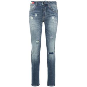 Carlo Colucci - Skinny Jeans - Blauw - Katoen
