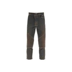 Balmain Gewatteerde Stretch Denim Jeans , Brown , Heren , Maat: W30