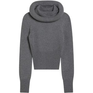 Alaïa, Dames, Sweatshirts & Hoodies, Grijs, Maat: M Wol,