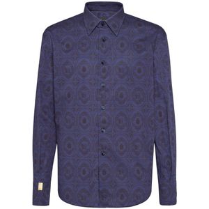 Billionaire, Heren, Overhemden, Blauw, Maat: S Katoen,