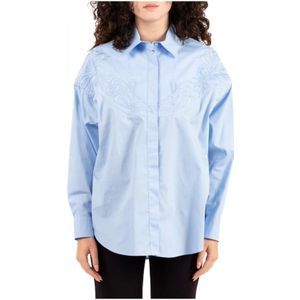 Dondup, Dames, Blouses & Shirts, Blauw, Maat: 2XS Katoen,