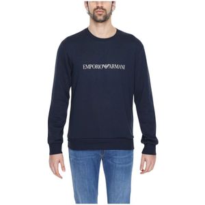Emporio Armani, Heren, Sweatshirts & Hoodies, Blauw, Maat: S Katoen,