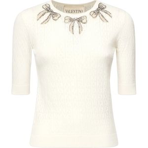 Valentino Garavani, Dames, Tops, Wit, Maat: S Katoen,