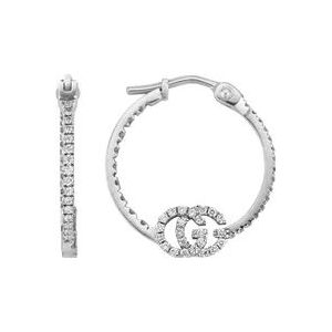 Gucci Ybd581982001 - GG Running oorringen in 18k witgoud en diamanten , Gray , Dames , Maat: ONE Size