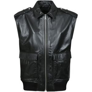 Anine Bing, Dames, Jassen, Zwart, Maat: S Leer,