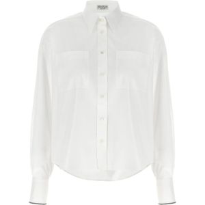 Brunello Cucinelli, Dames, Blouses & Shirts, Wit, Maat: M Katoen,
