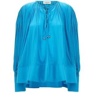 Lanvin, Dames, Blouses & Shirts, Blauw, Maat: XS Poliester,