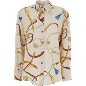 Mantero 1902, Dames, Blouses & Shirts, Veelkleurig, Maat: M Zijde,