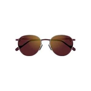 Cartier Stijlvolle ovale zonnebril met spiegelglazen , Brown , Dames , Maat: 53 MM