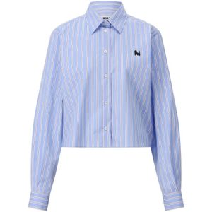 Msgm, Dames, Blouses & Shirts, Blauw, Maat: 4XS