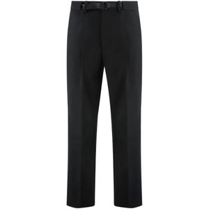 Moncler, Heren, Broeken, Zwart, Maat: M Wol,