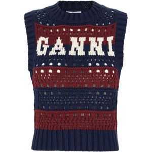 Ganni, Dames, Tops, Veelkleurig, Maat: M Katoen,