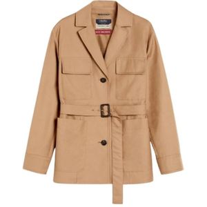 Max Mara, Dames, Jassen, Beige, Maat: L Katoen,