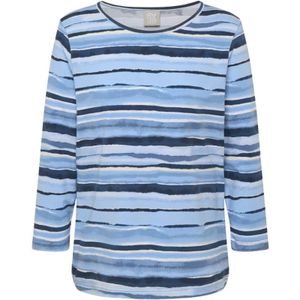 Rabe - Shirt - Lichtblauw - 3/4 Mouwen - Met Streepmotief