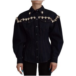Dolce & Gabbana, Dames, Blouses & Shirts, Blauw, Maat: L Denim,