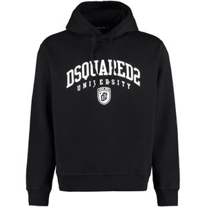 Dsquared2, Heren, Sweatshirts & Hoodies, Zwart, Maat: XL Katoen,