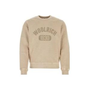 Woolrich Beige Crewneck Sweatshirt Garment Dyed , Beige , Heren , Maat: M