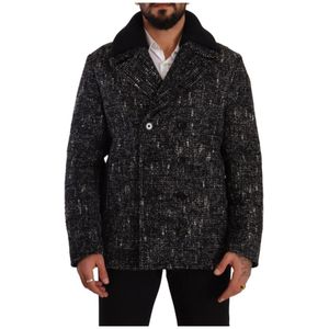 Dolce & Gabbana, Heren, Jassen, Zwart, Maat: M Wol,