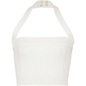 Balmain Gebreide halternek top , White , Dames , Maat: 2XS