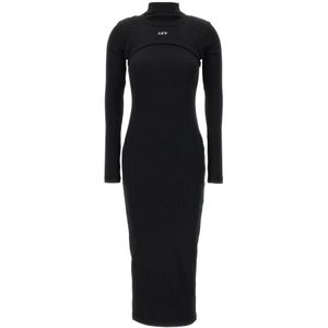 Off White, Dames, Jurken, Zwart, Maat: XS Katoen,