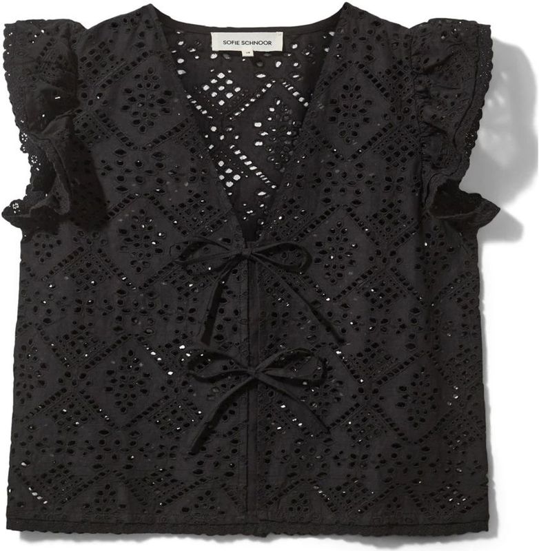 Sofie Schnoor - Willie - Blouse - Zwart - Korte Mouwen - 100% Katoen