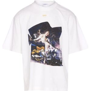 Off White, Heren, Tops, Wit, Maat: M Katoen,