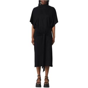 Karl Lagerfeld - Knoop Midi Jurk - Zwart - Polyester