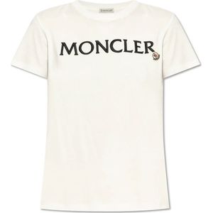 Moncler T-shirt met logo , White , Dames , Maat: XS