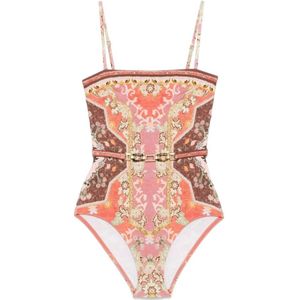 Zimmermann Roest Rood Grafische Print Strandkleding , Multicolor , Dames , Maat: L