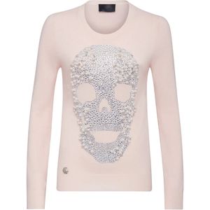 Philipp Plein - Pullover Round Neck LS Skull - Roze - Kasjmier - Dames