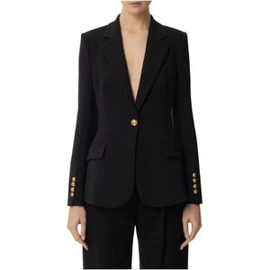 Elisabetta Franchi, Dames, Jassen, Zwart, Maat: XL Satijn,