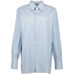 Saint Laurent, Dames, Blouses & Shirts, Blauw, Maat: M Katoen,