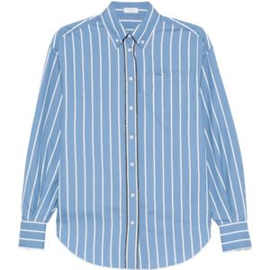 Brunello Cucinelli, Dames, Blouses & Shirts, Blauw, Maat: S Katoen,