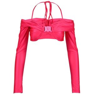 Versace Jeans Couture, Dames, Tops, Roze, Maat: L Polyamide,