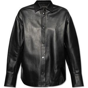 The Attico, Dames, Blouses & Shirts, Zwart, Maat: S Leer,