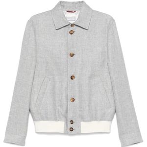 Brunello Cucinelli, Heren, Jassen, Grijs, Maat: 2XL Linnen,