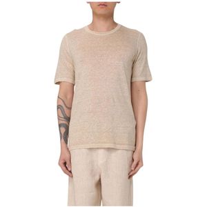 120% Lino, Heren, Tops, Beige, Maat: 2XL Linnen,