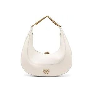 Pinko Zijden Brioche Hobo Mini , White , Dames , Maat: ONE Size