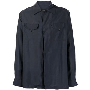 Giorgio Armani, Heren, Overhemden, Blauw, Maat: XS Zijde,