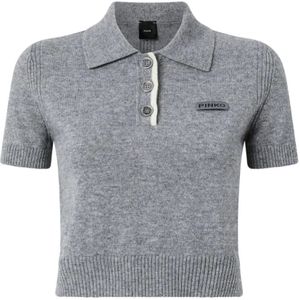 Pinko - Poloshirt - Grijs - Dames - Merinowol en Kasjmier