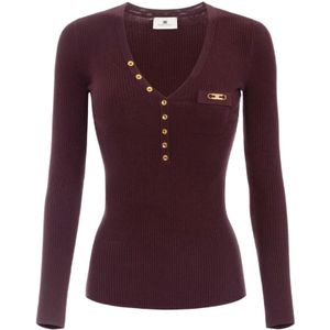 Elisabetta Franchi, Dames, Tops, Bruin, Maat: S Jersey,