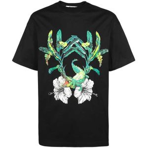 Msgm, Heren, Tops, Zwart, Maat: M Katoen,