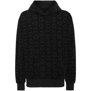 Philipp Plein, Heren, Sweatshirts & Hoodies, Zwart, Maat: M Katoen,