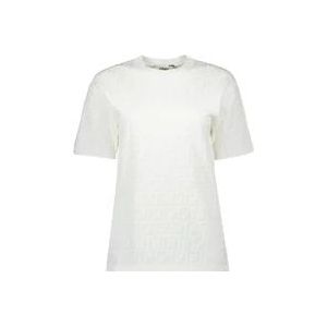 Fendi Ronde hals korte mouwen T-shirt , White , Dames , Maat: 2XS