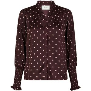 Neo Noir, Dames, Blouses & Shirts, Rood, Maat: S Satijn,