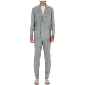 Eleventy, Heren, Pakken, Groen, Maat: 2XL Linnen,