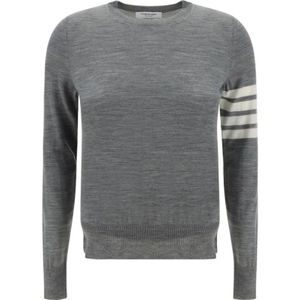 Thom Browne, Dames, Truien, Grijs, Maat: 2XS Wol,