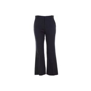 Chloé Blauwe Flare Broek van Stretch Wol , Blue , Dames , Maat: L