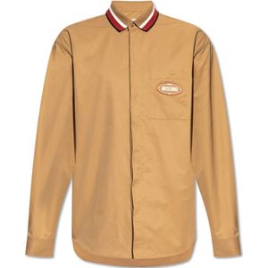 Moschino, Heren, Overhemden, Bruin, Maat: M Katoen,
